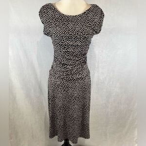 Enfocus Studio chocolate brown and white polka dot midi dress size 8